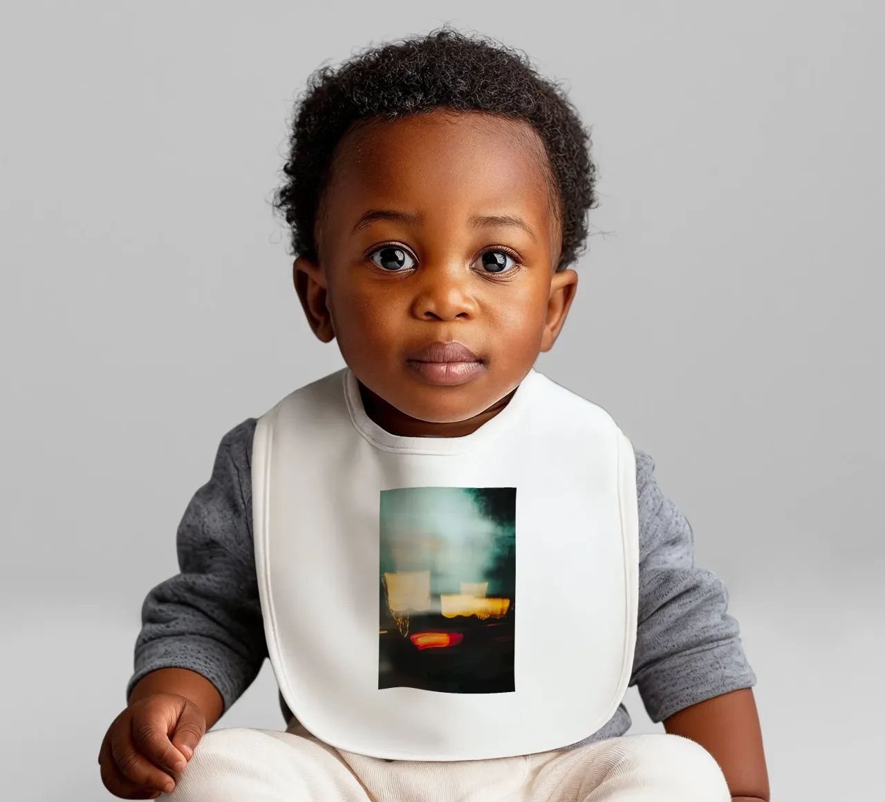 The fleeting lights of a busy street baby bib by Le Flou