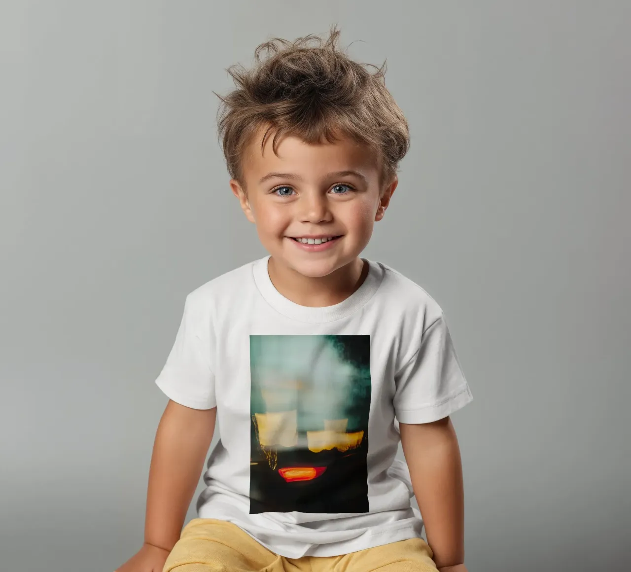The fleeting lights of a busy street kids t-shirt by Le Flou