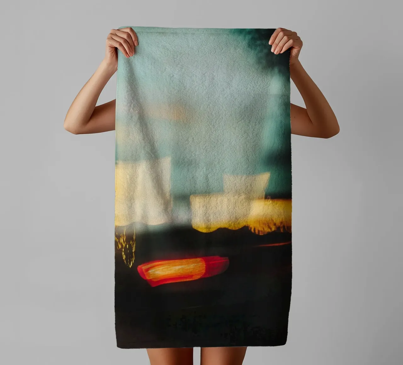 The fleeting lights of a busy street towel by Le Flou