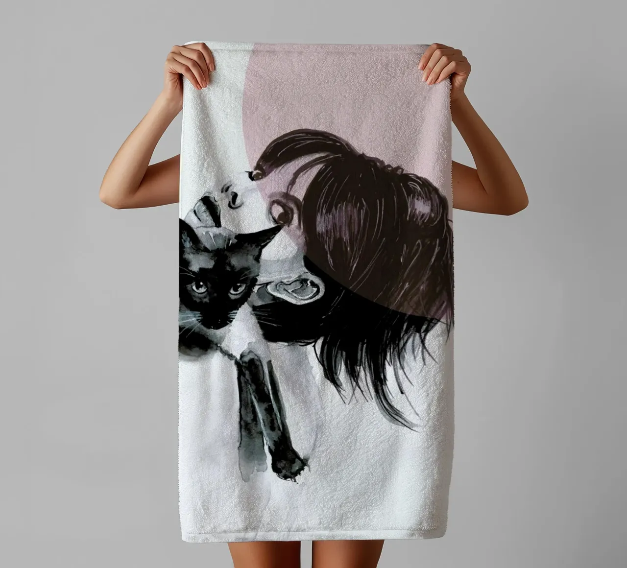 Cat Lady towel by Mathilde Olsen