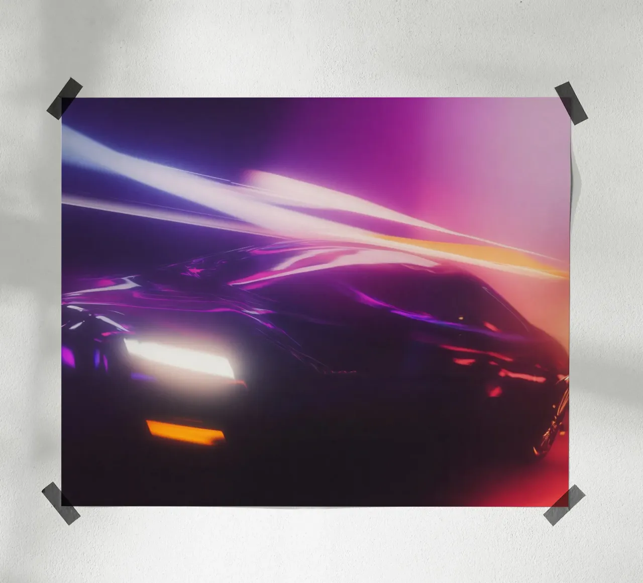 L'energia elettrizzante di una notte futuristica poster con telaio in plastica da Le Flou