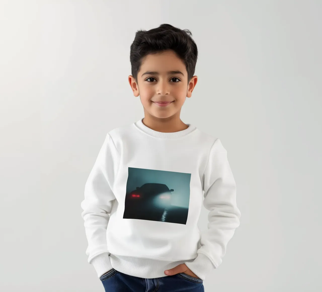 Silhouette Nocturne : Il fascino di un'auto nella notte felpa bambino da Le Flou