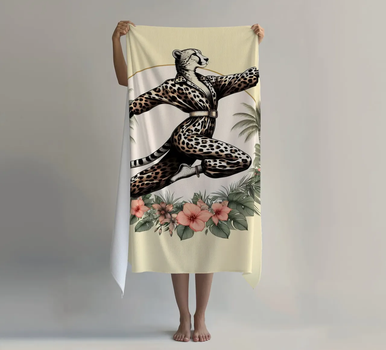 Ghepardo combattente di Kung Fu telo mare da ARTOMATIC