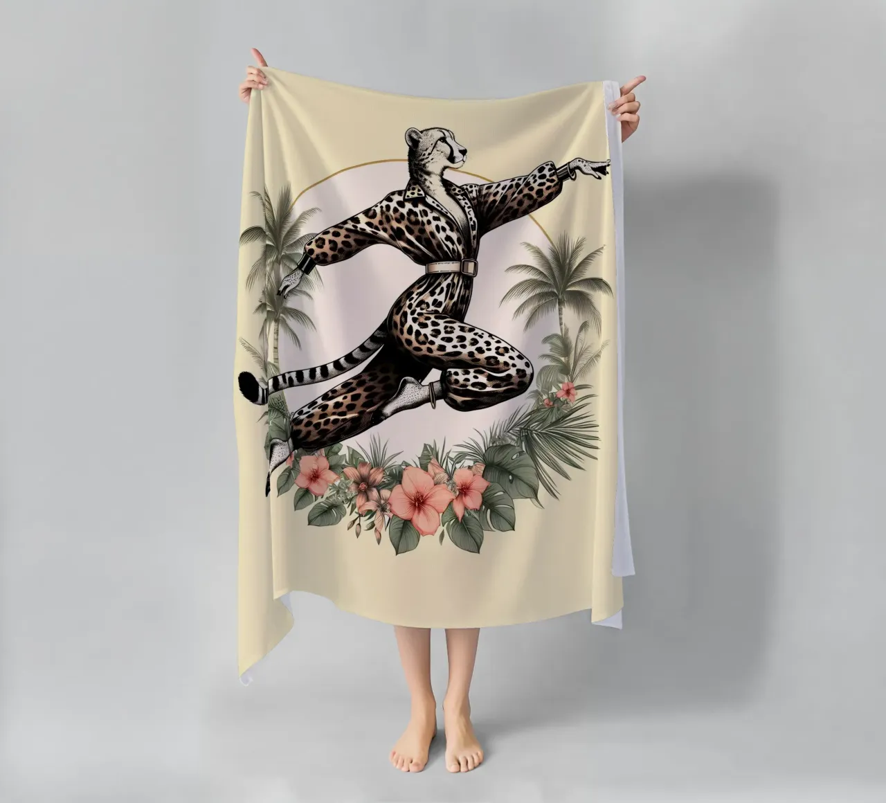 Ghepardo combattente di Kung Fu telo mare da ARTOMATIC