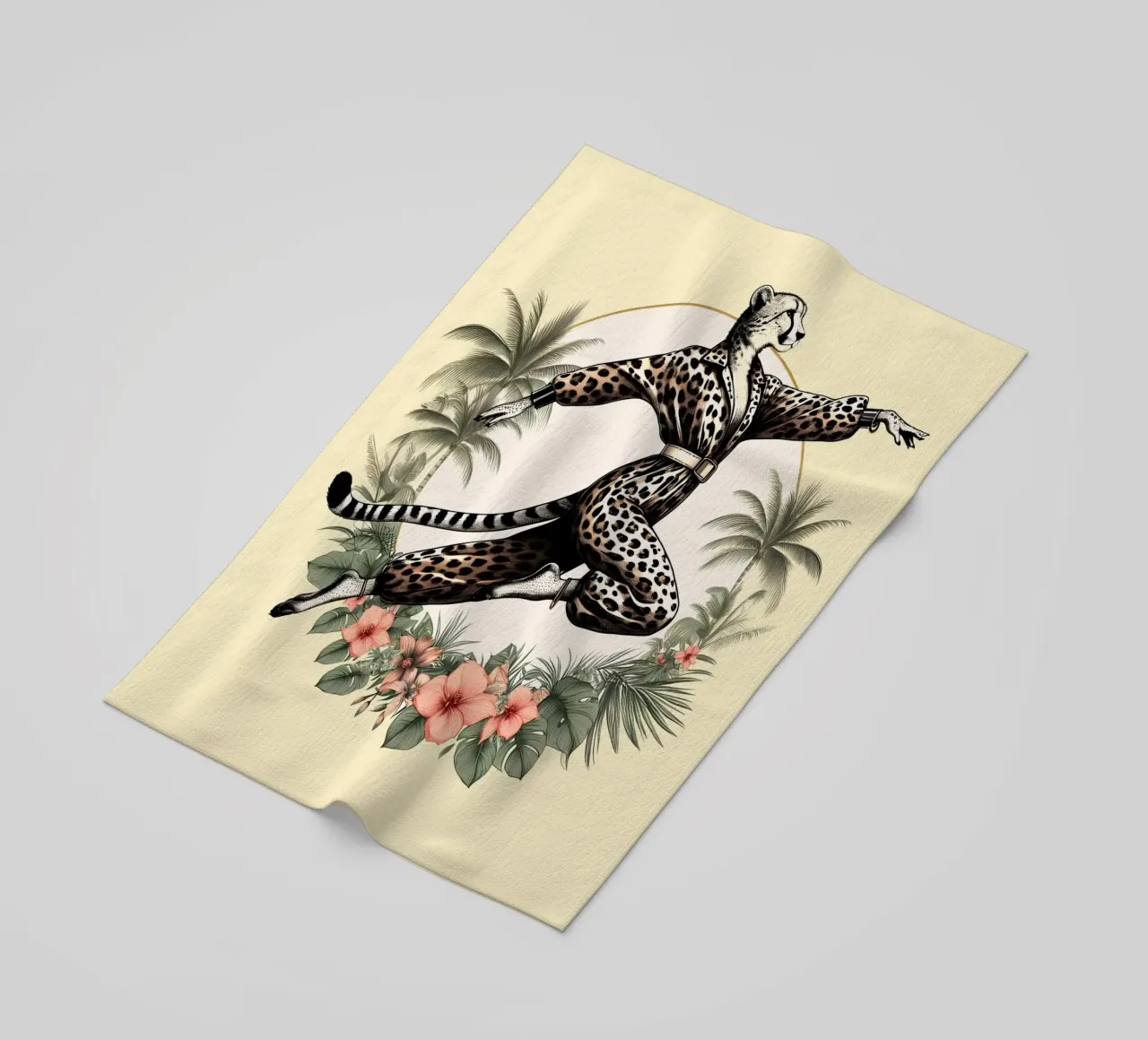 Ghepardo combattente di Kung Fu telo mare da ARTOMATIC