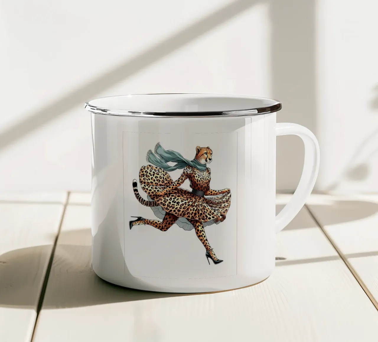 FAST FASHION CON STAMPA ANIMALE tazza in smalto da ARTOMATIC