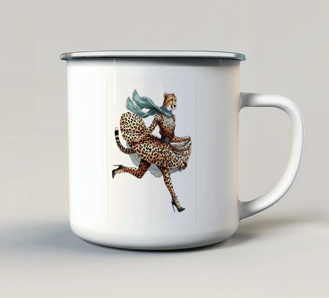 FAST FASHION CON STAMPA ANIMALE tazza in smalto da ARTOMATIC