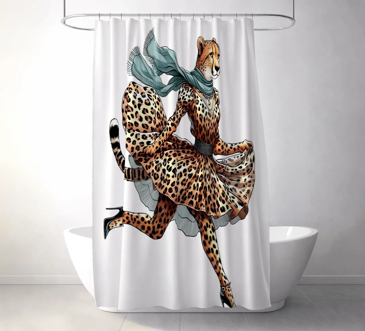 FAST FASHION CON STAMPA ANIMALE tenda da doccia da ARTOMATIC