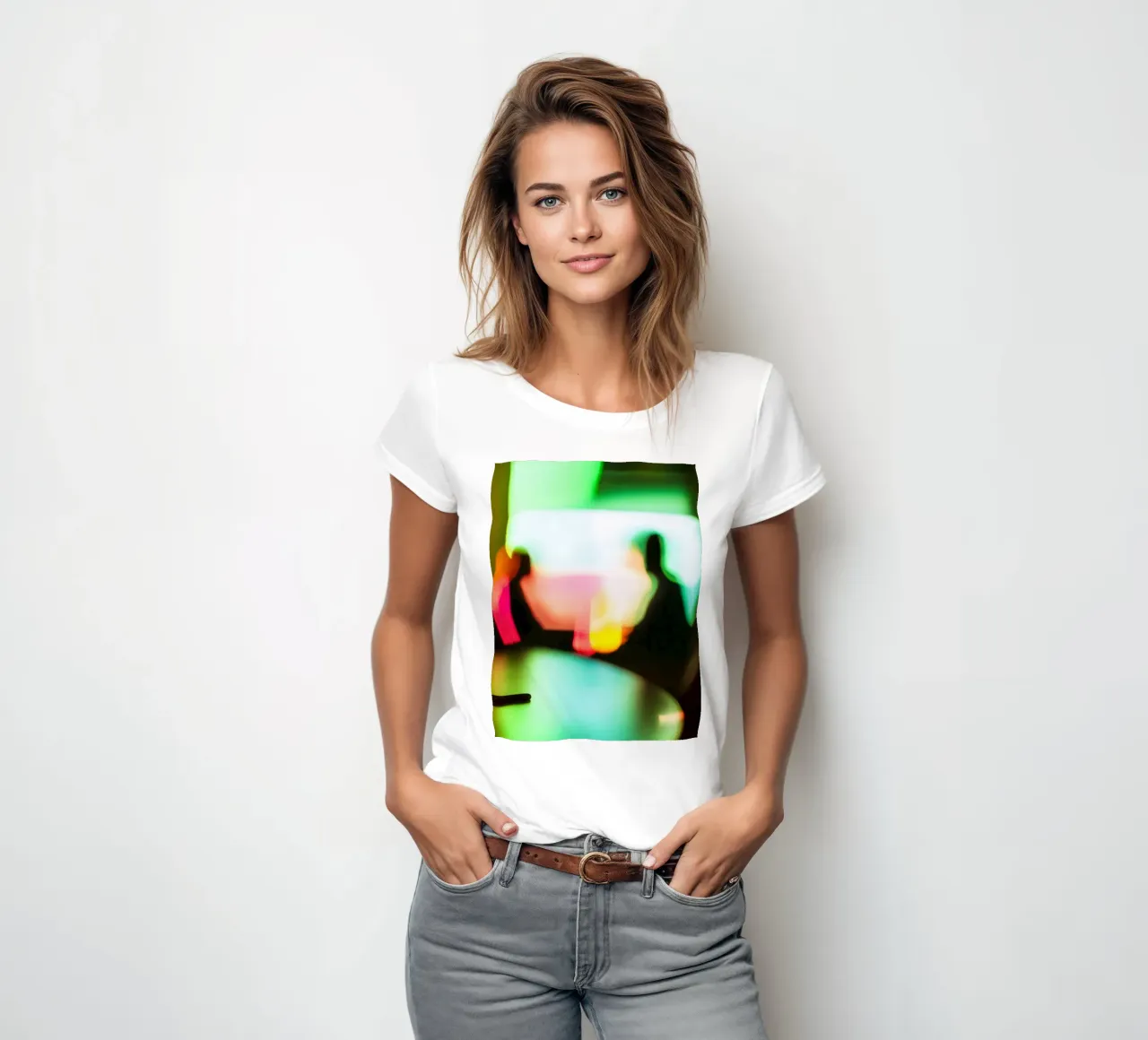 Blurred Silhouettes: Chromatic and Abstract Dreams women's fitted t-shirt by Le Flou