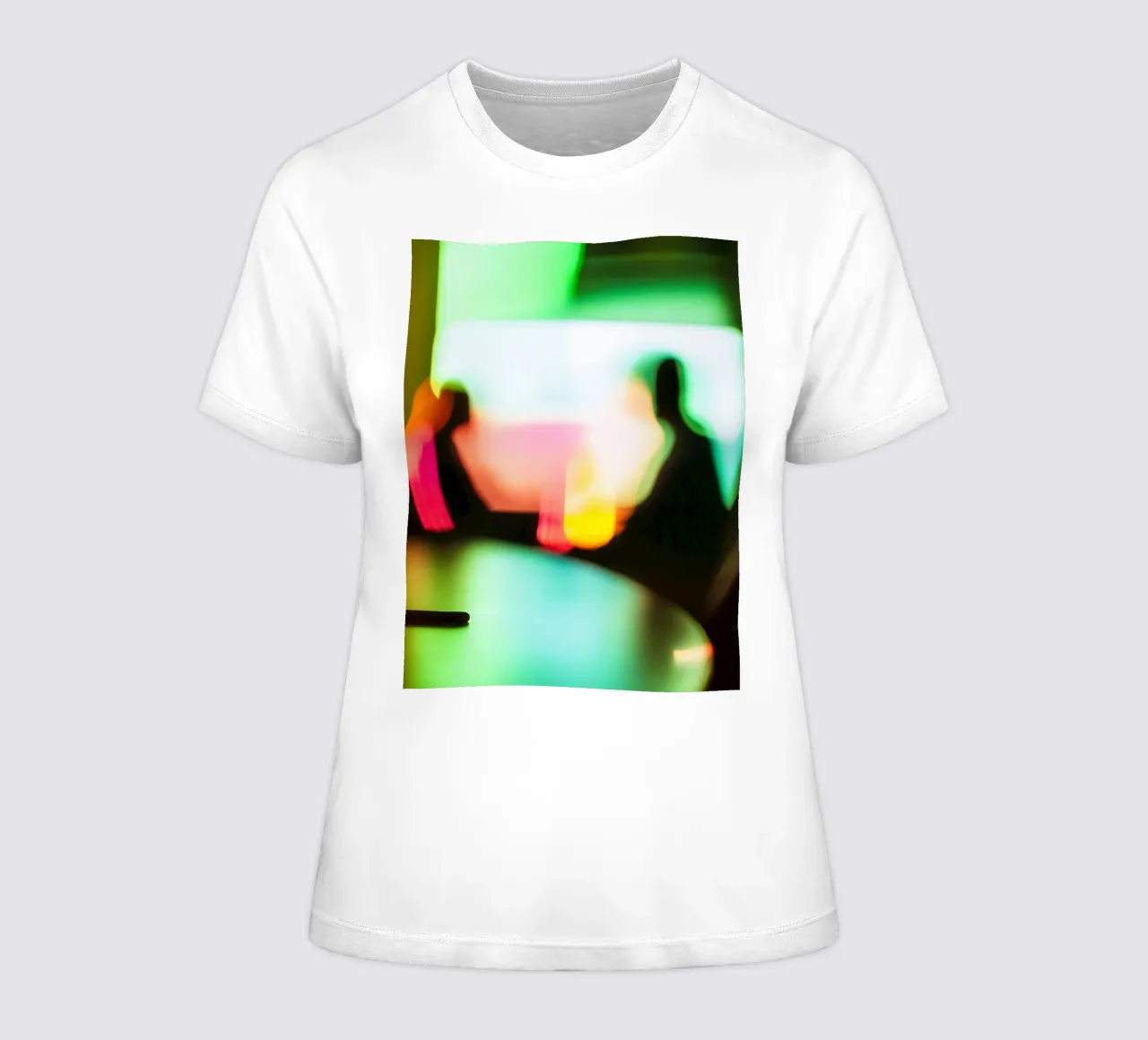 Blurred Silhouettes: Chromatic and Abstract Dreams women's fitted t-shirt by Le Flou