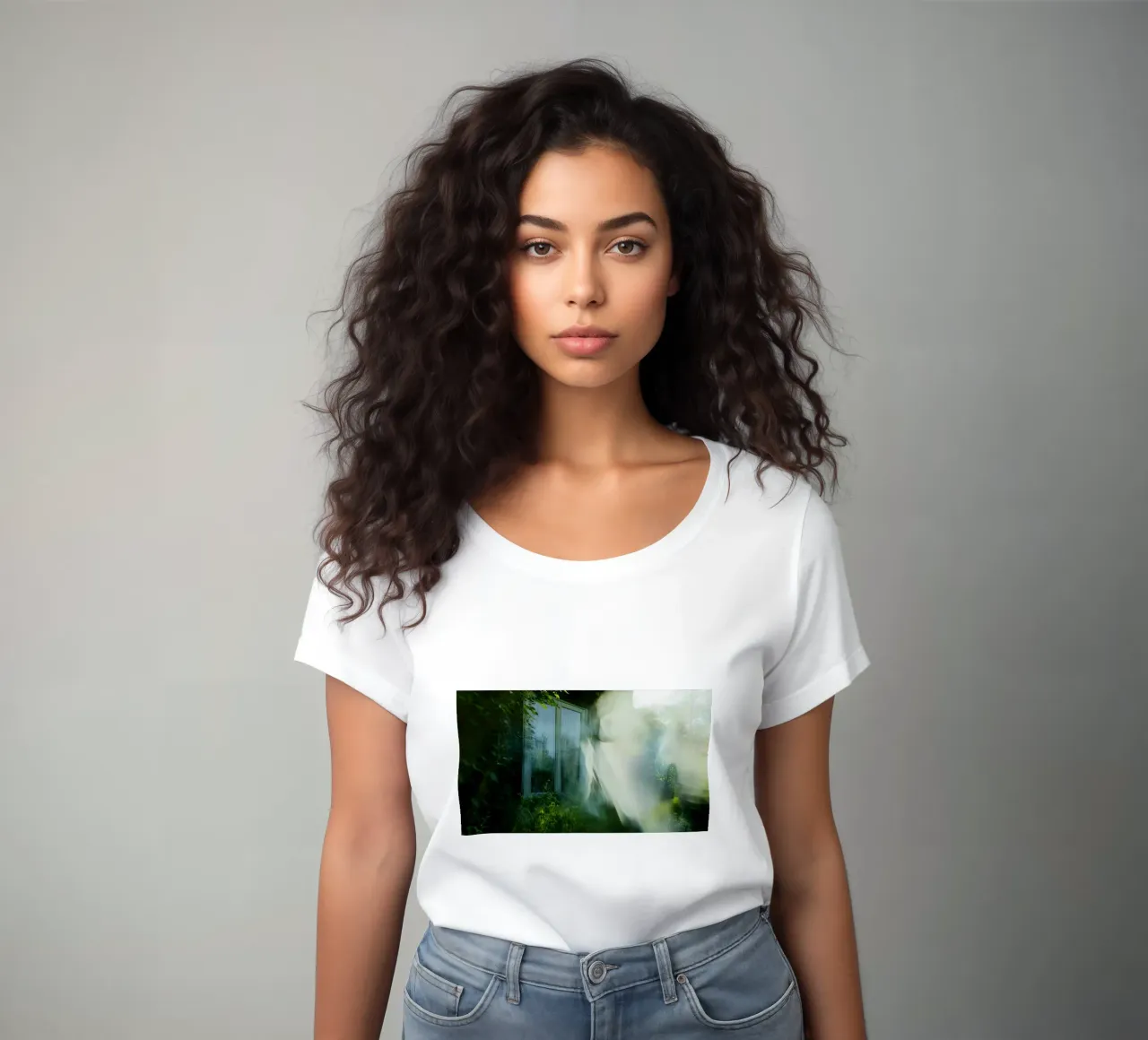 Phantom Window: An Escape Between Light and Shadow women's fitted t-shirt by Le Flou