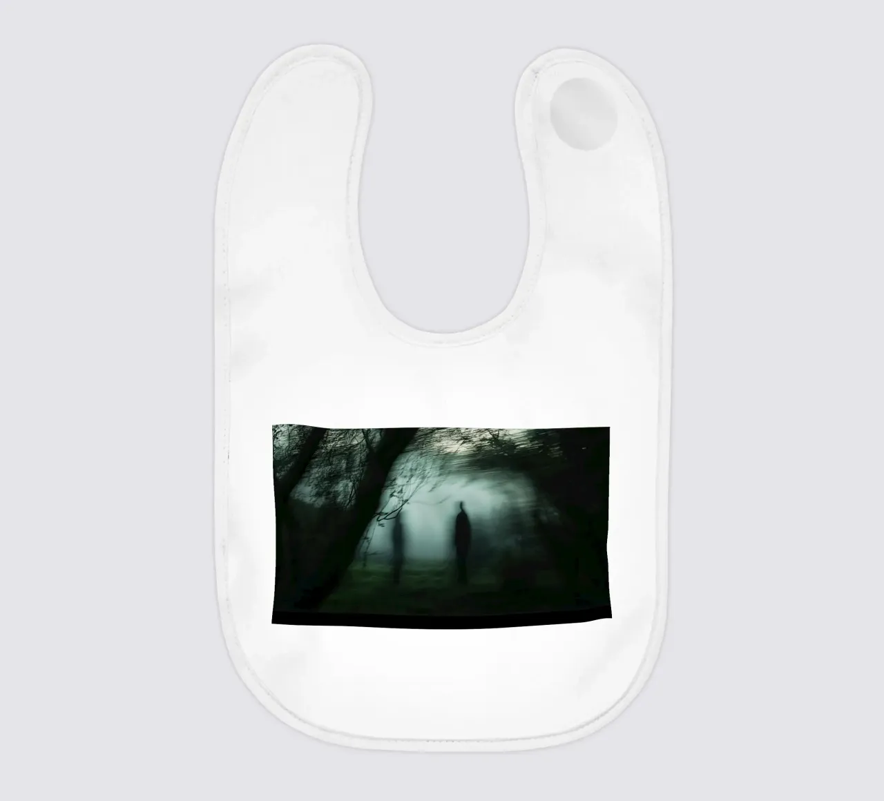 Spectral silhouettes in the Edinburgh mist baby bib by Le Flou