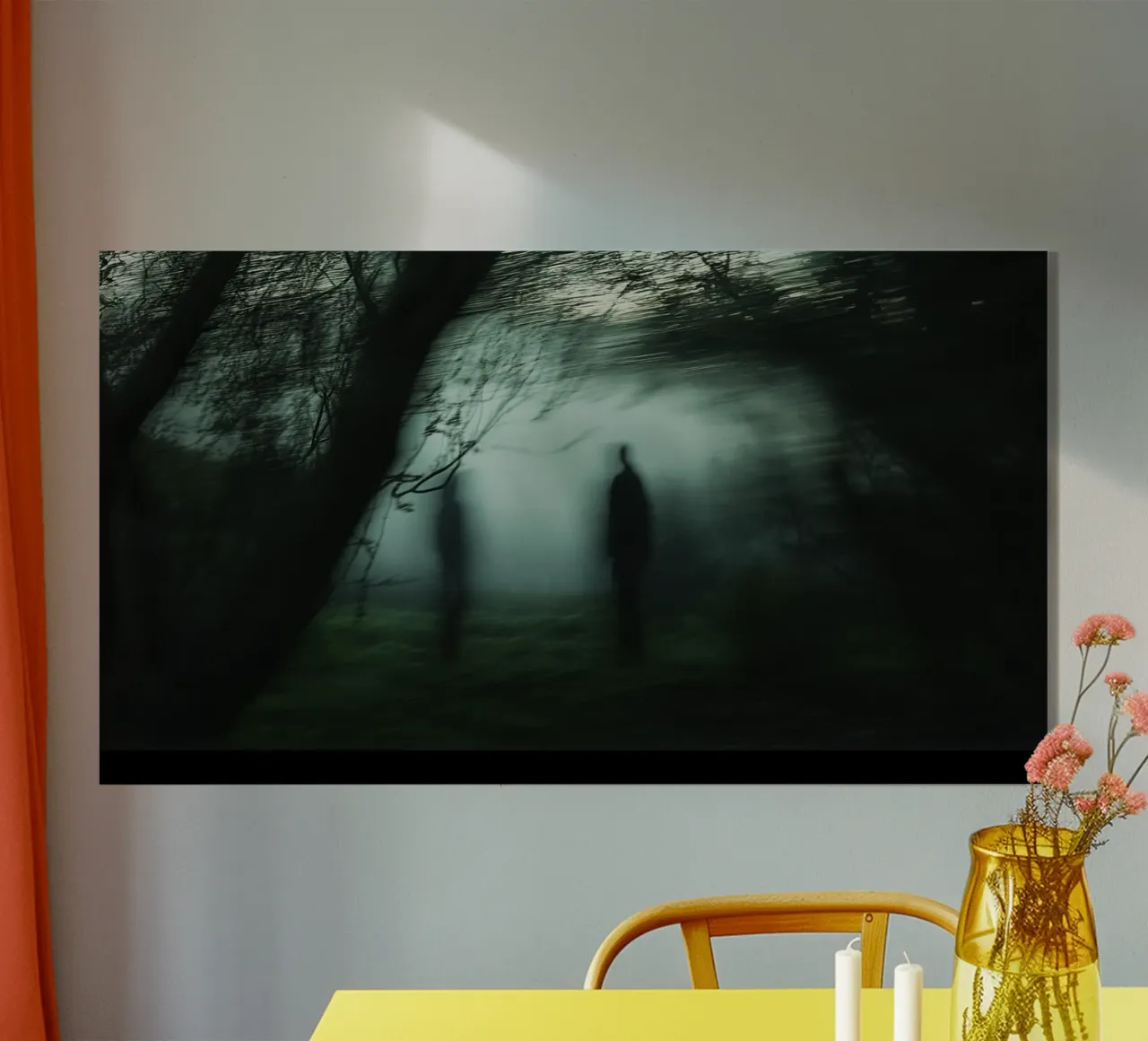 Gespenstische Silhouetten im Nebel von Edinburgh Acryl-Glas von Le Flou