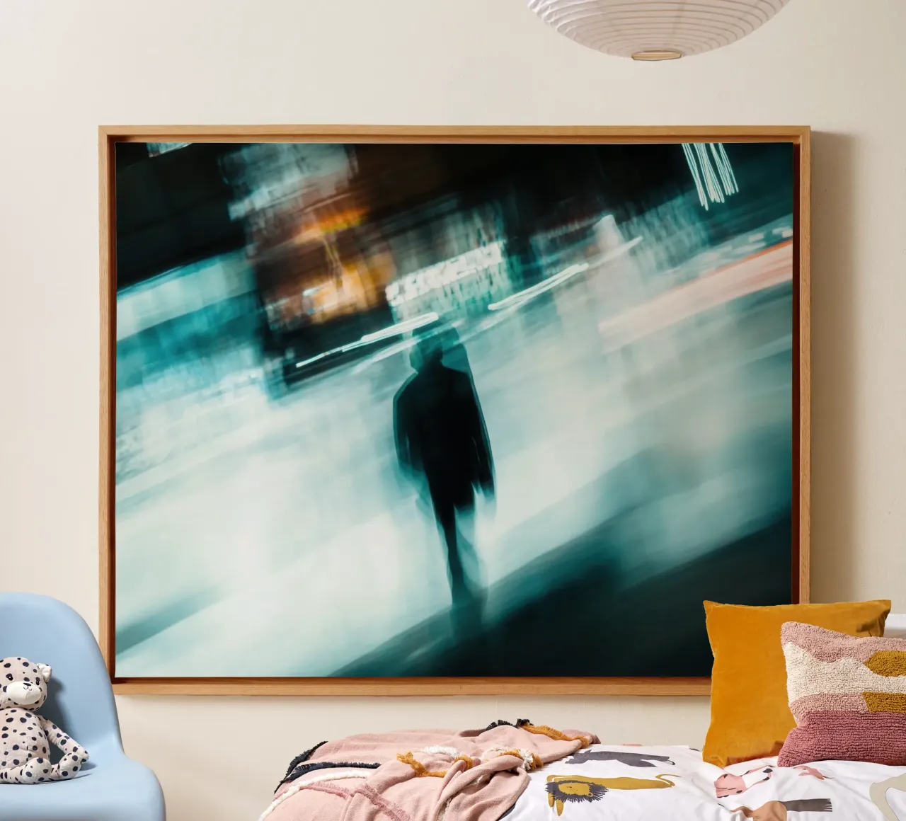 Stedelijk silhouet: Mysterie in beweging canvas met Baklijst van Le Flou