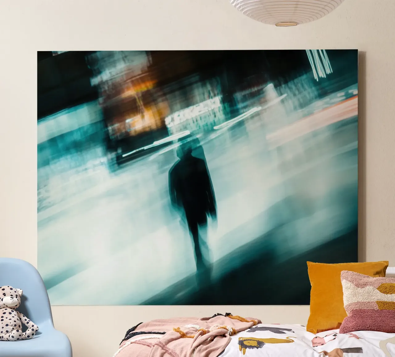 Stedelijk silhouet: Mysterie in beweging canvas met Baklijst van Le Flou