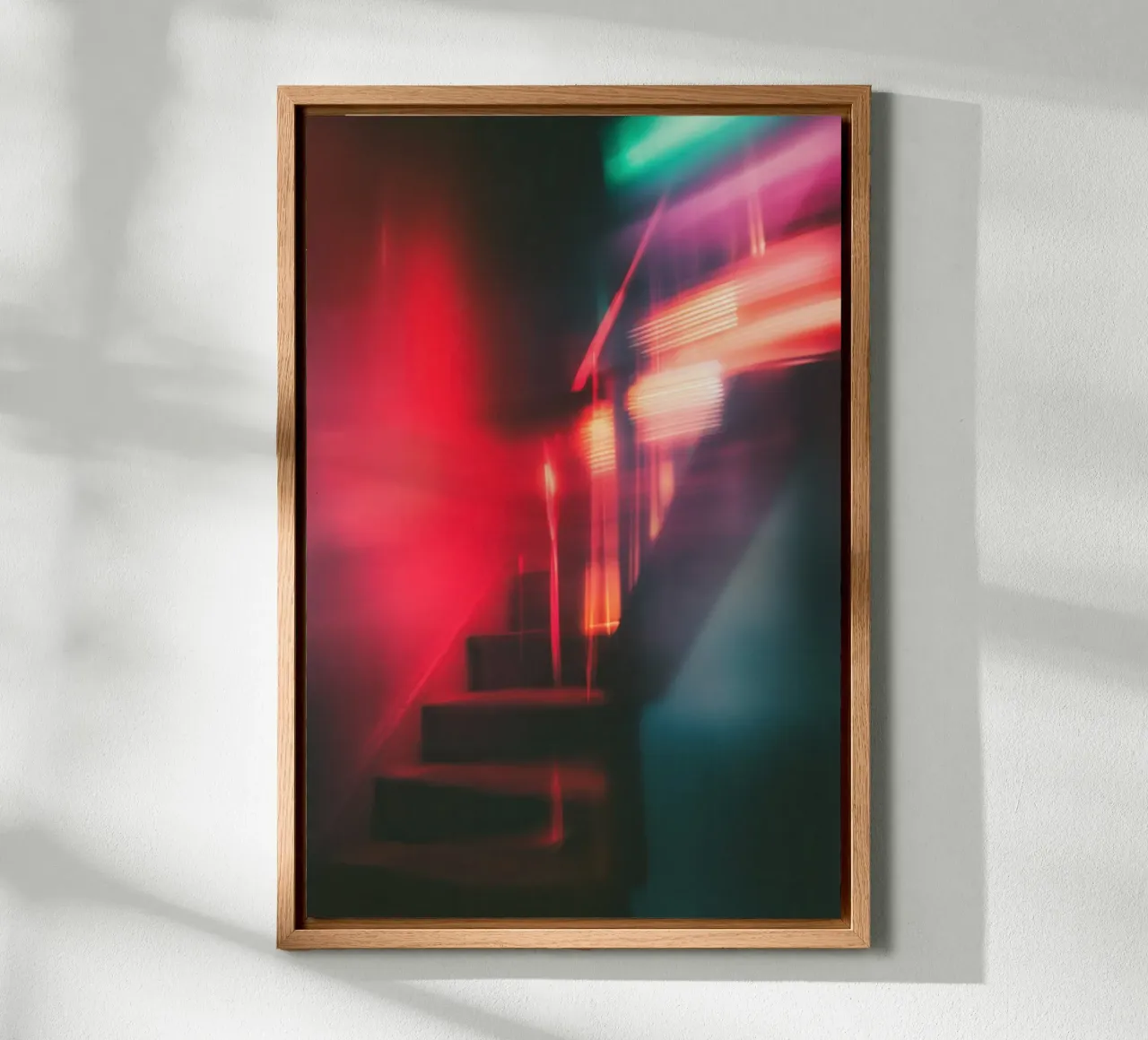 Éclats fantomatiques: A house in neon lights canvas by Le Flou