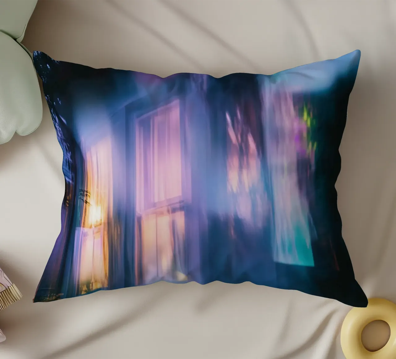 The house of dreams: ghostly flashes of light decorative cushion by Le Flou