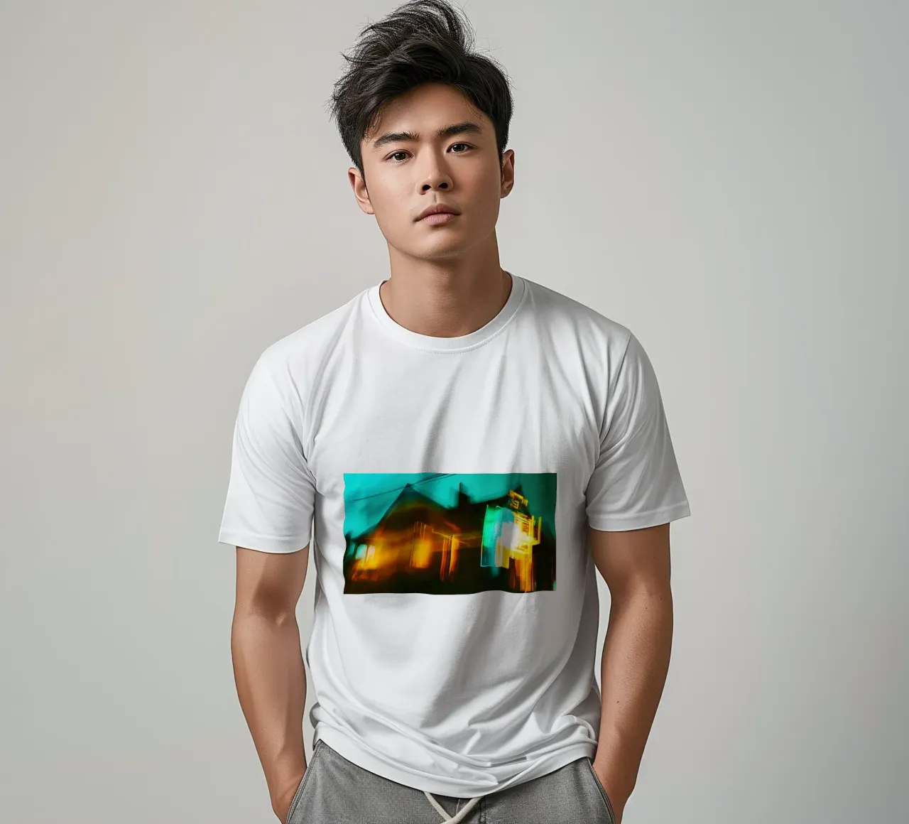 Notte al neon: riflessi di una casa in movimento t-shirt da Le Flou