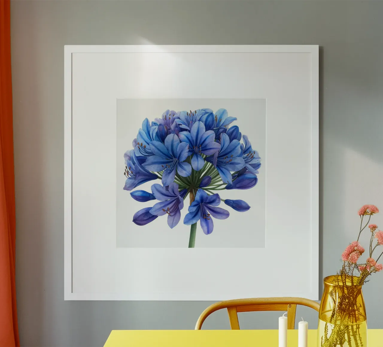 Fiore di agapanto 4 poster con telaio in legno da Bold Blooms