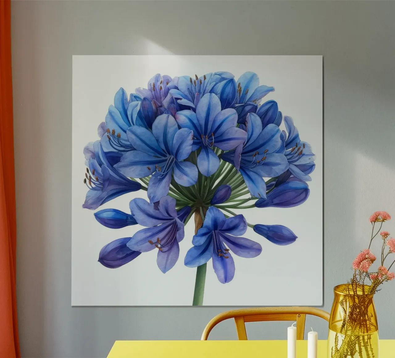 Fiore di agapanto 4 poster con telaio in legno da Bold Blooms