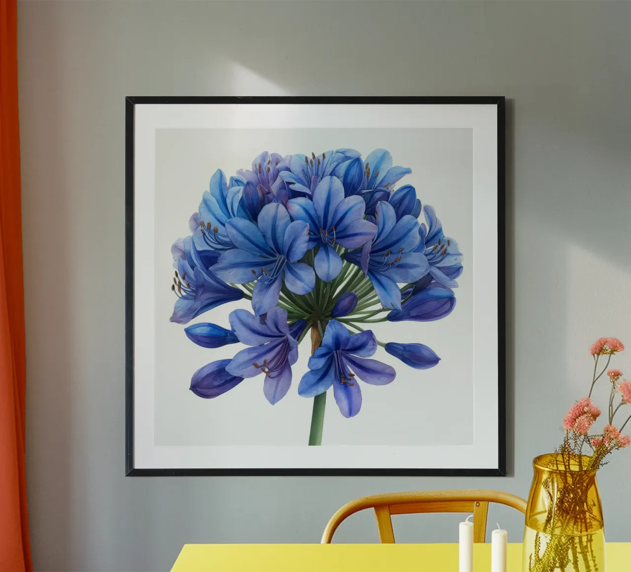 Fiore di agapanto 4 poster con telaio in legno da Bold Blooms