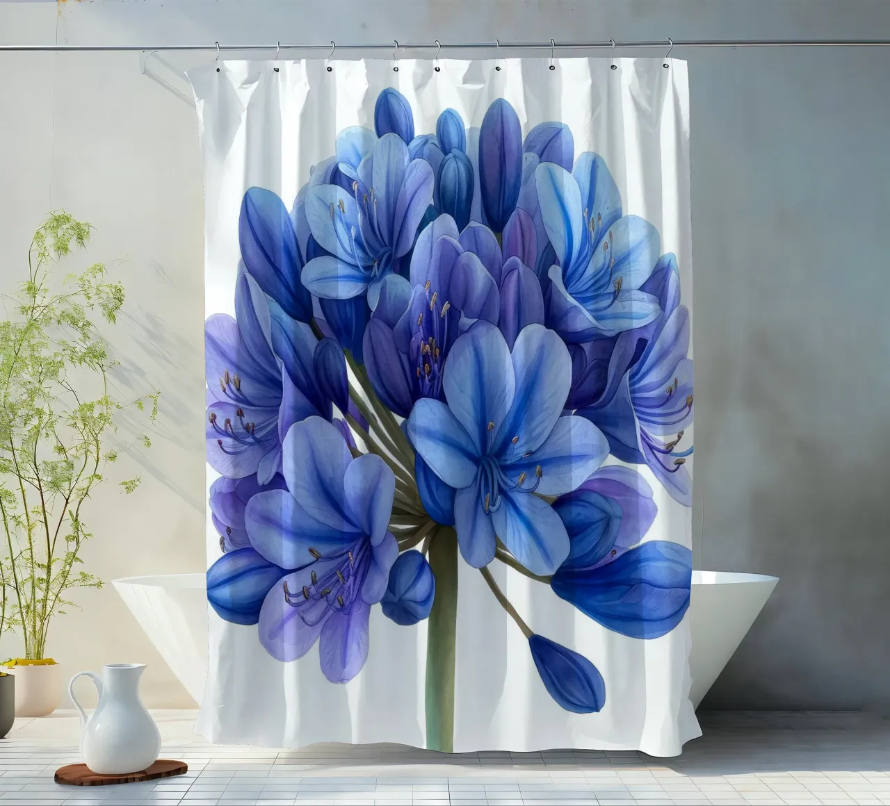 Agapanthus Bloem 1 douchegordijn van Bold Blooms