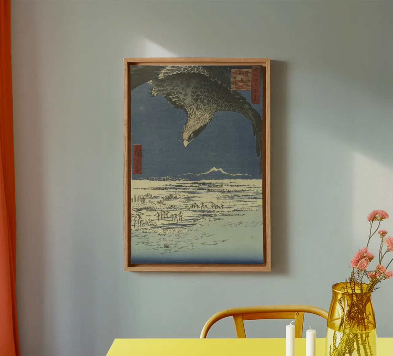 Utagawa Hiroshige - Japanese Woodblock Eagle Print canvas with Floater frame by William Store