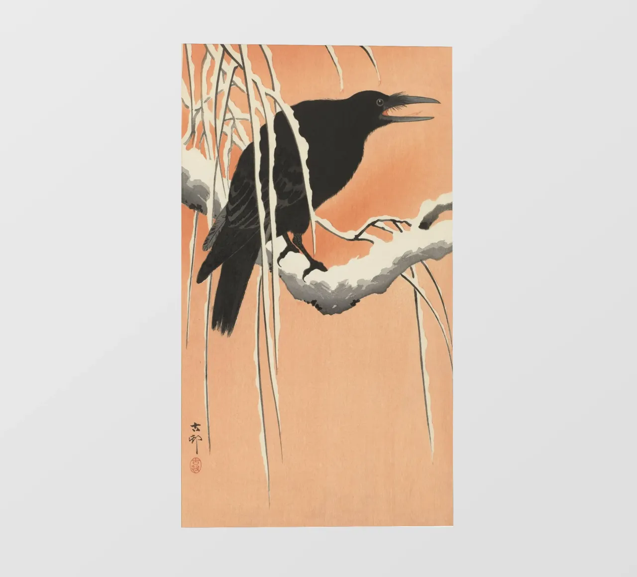 Ohara Koson - Corvo sul ramo di neve telo in pvc da William Store