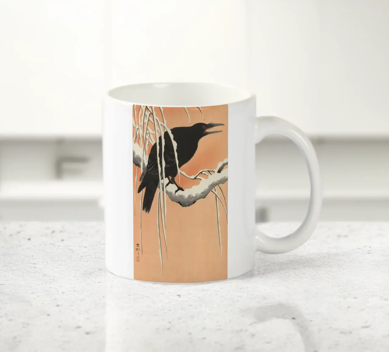 Ohara Koson - Corvo sul ramo di neve tazza in ceramica da William Store