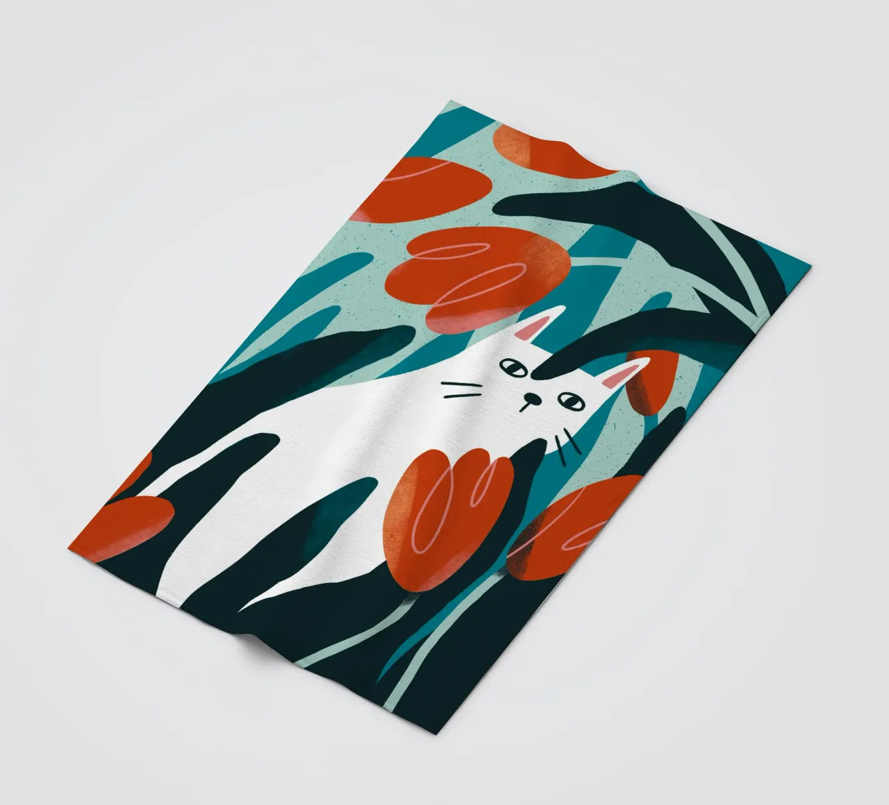 Cat and Tulips coperta in pile da sashakolesnik