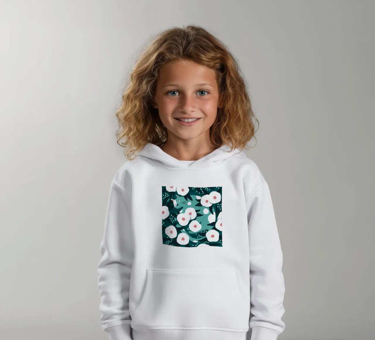 Cat and Wildflowers felpa bambino con cappuccio da sashakolesnik