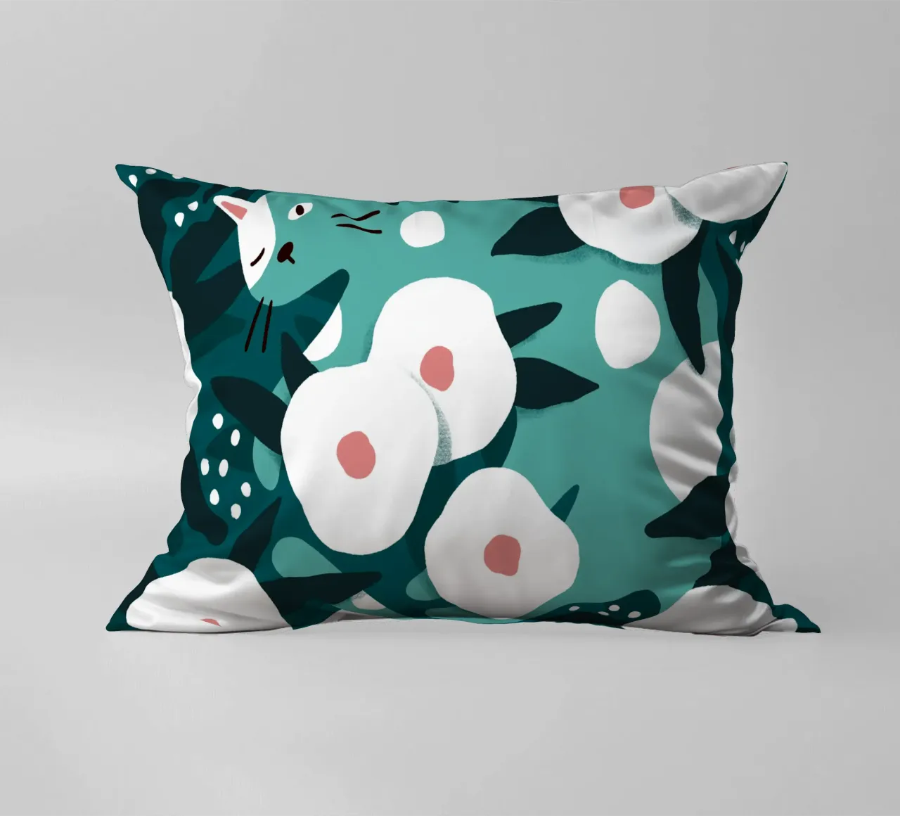 Cat and Wildflowers cuscino da sashakolesnik