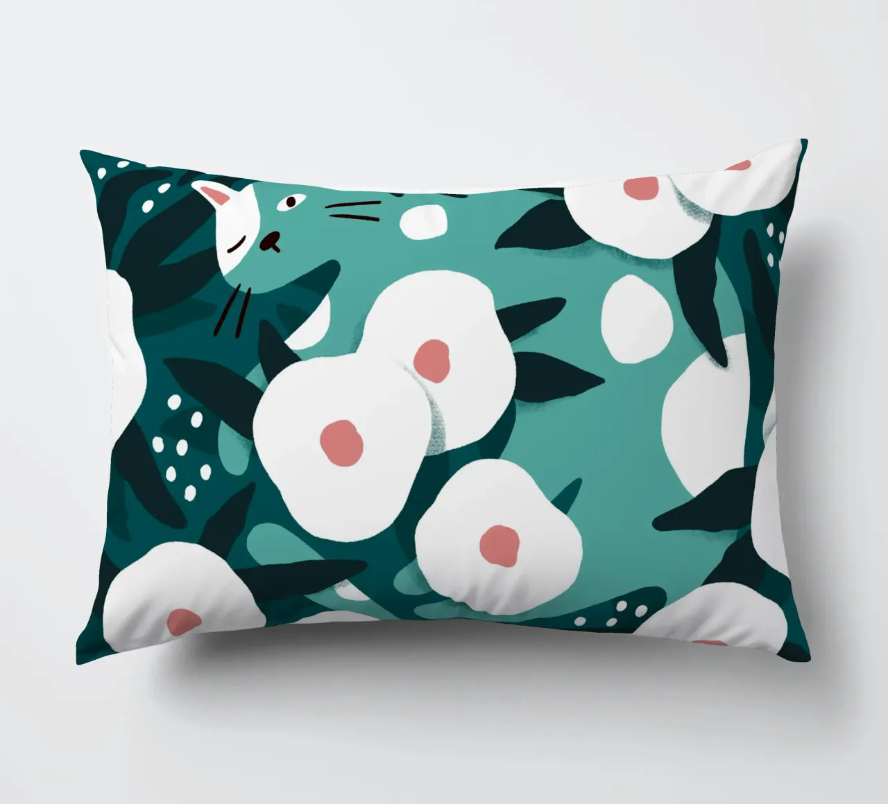 Cat and Wildflowers cuscino da sashakolesnik