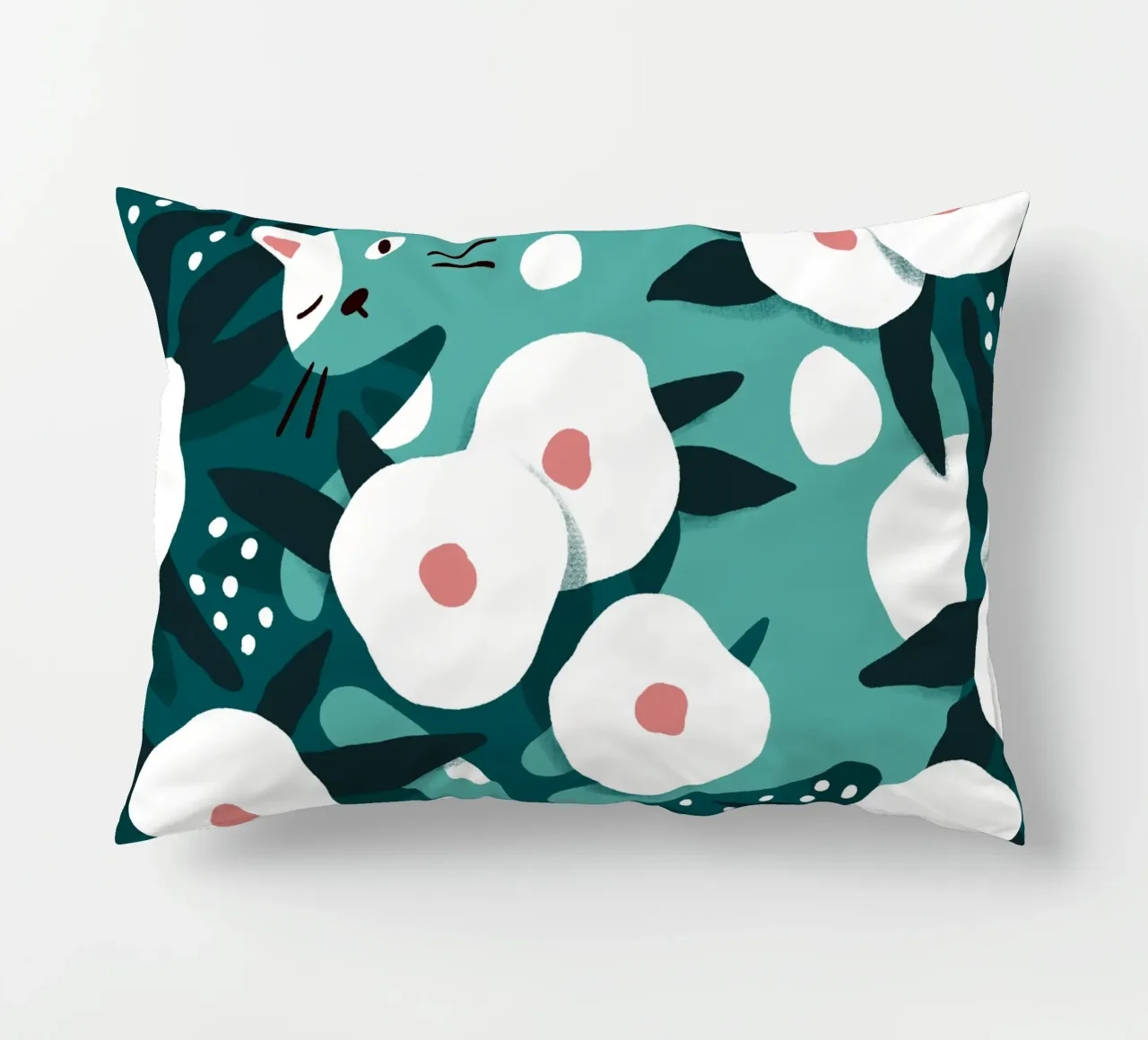 Cat and Wildflowers cuscino da sashakolesnik