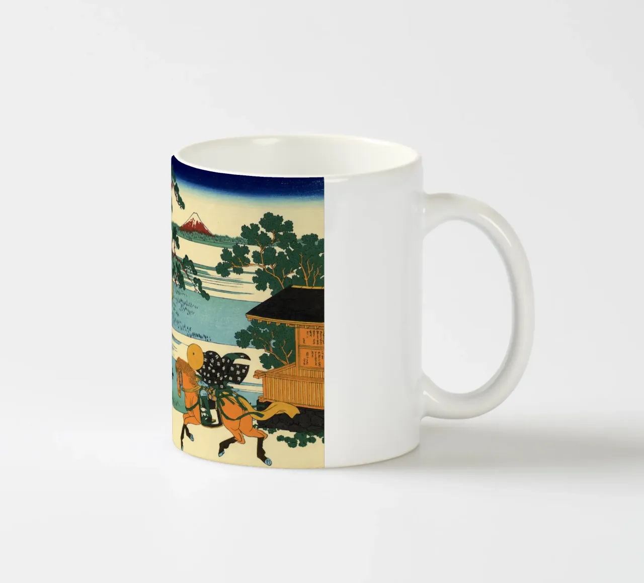 Hokusai - Il villaggio di Sekiya sul fiume Sumida tazza in ceramica da William Store