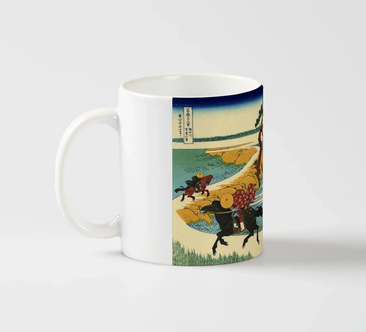 Hokusai - Il villaggio di Sekiya sul fiume Sumida tazza in ceramica da William Store