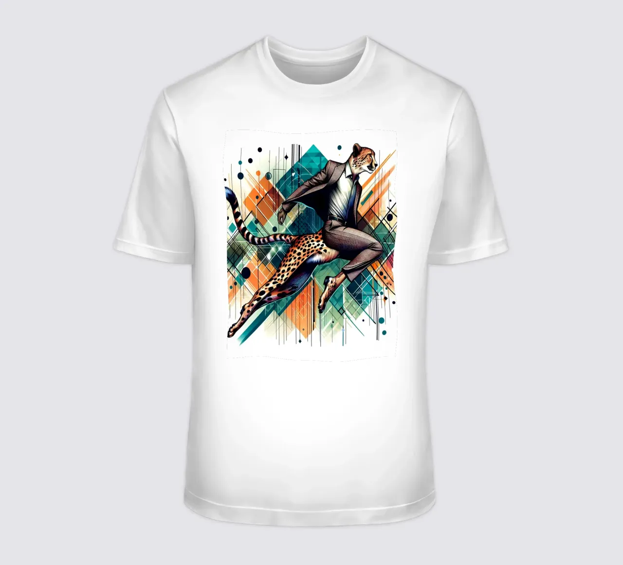 Ghepardo geometrico retrò Bauhaus t-shirt da ARTOMATIC
