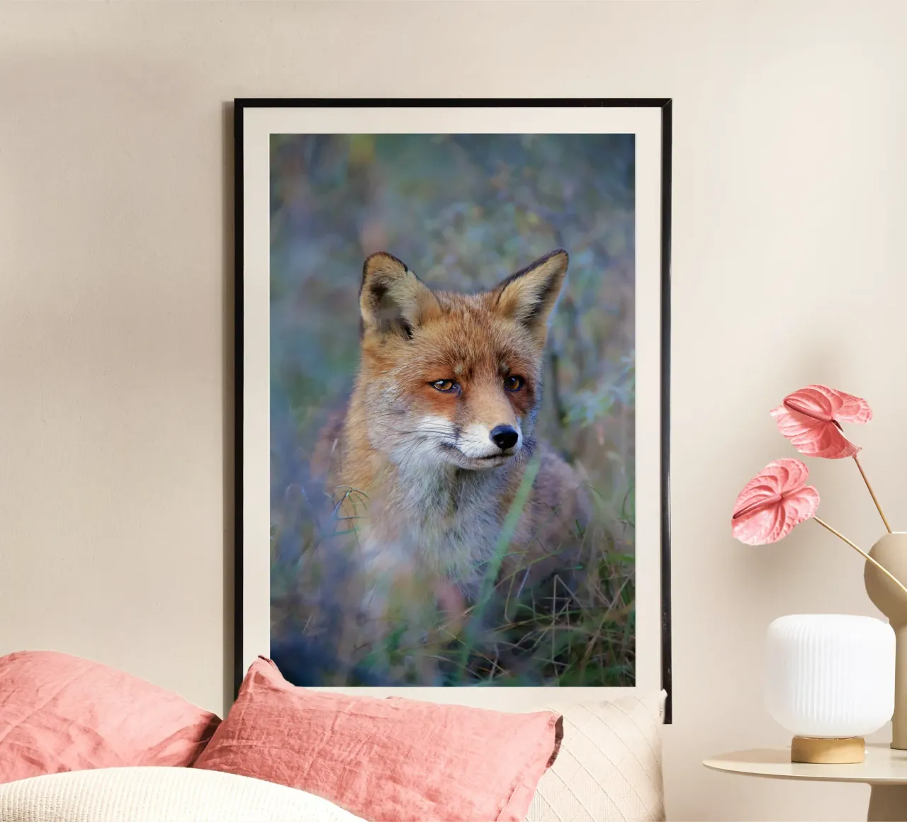 Dreamy Fox Poster mit Aluminium Rahmen von pilotpegasus