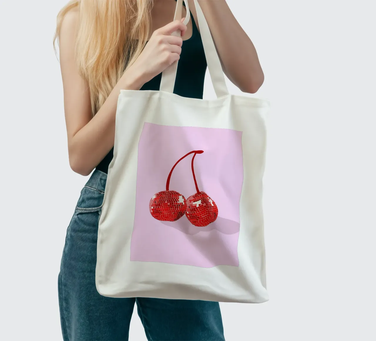Pop art decoration - Disco cherries tote bag by Studio Mooodz
