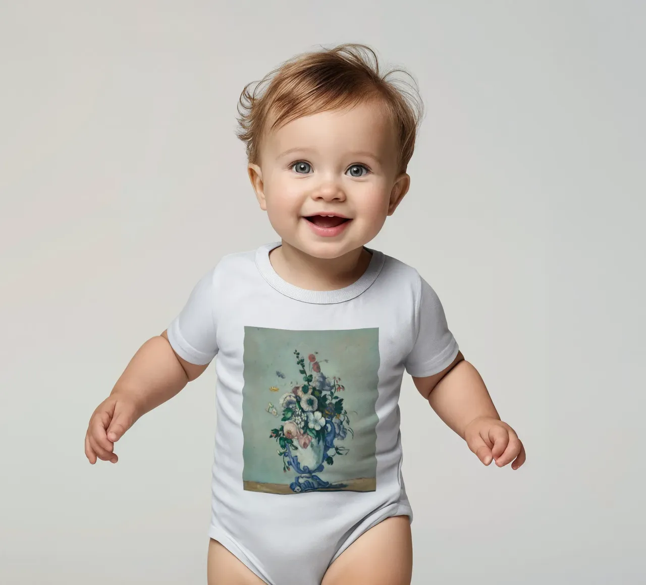 Paul Cezanne - Fiori in un vaso rococò body neonato maniche corte da Timeless Artworks