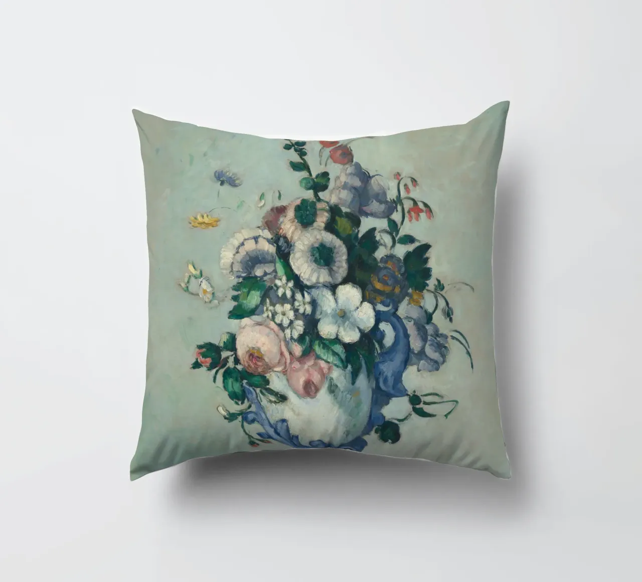 Paul Cezanne - Fiori in un vaso rococò cuscino da Timeless Artworks