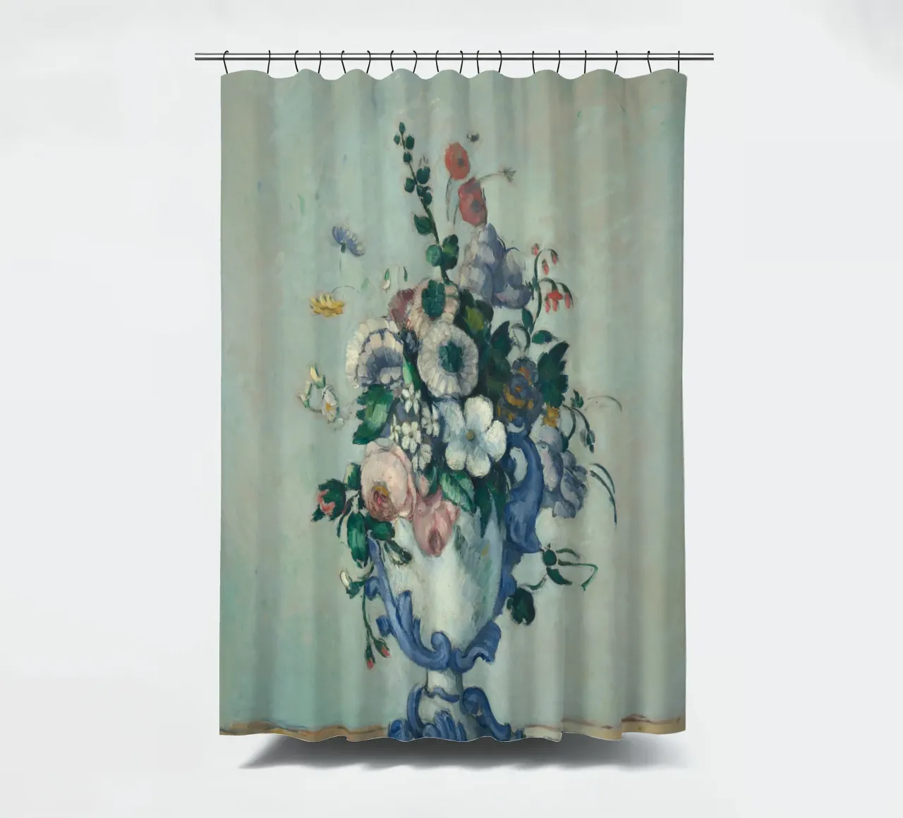 Paul Cezanne - Fiori in un vaso rococò tenda da doccia da Timeless Artworks