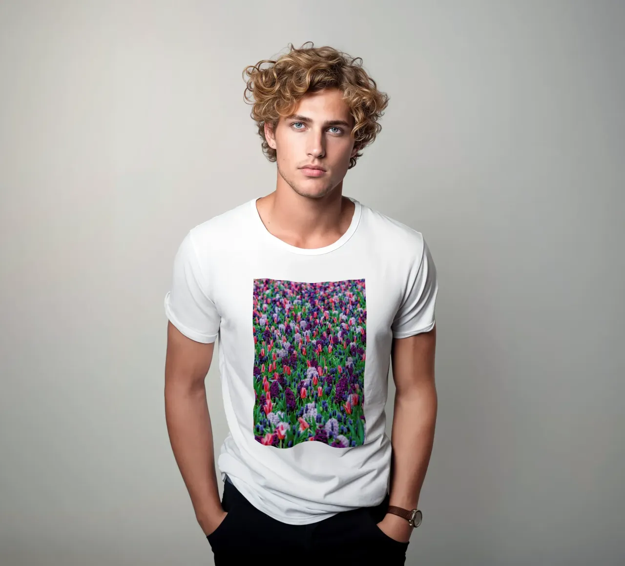 Tulip Field Purple t-shirt da Curious Collections by Marielle Leenders