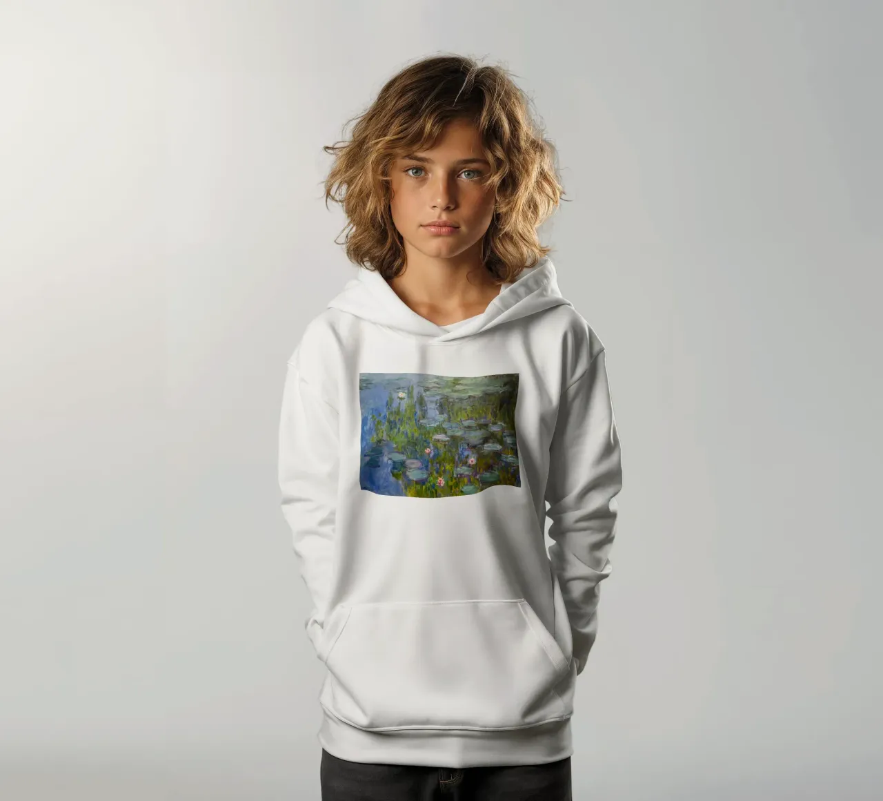 Claude Monet - Ninfee felpa bambino con cappuccio da Timeless Artworks