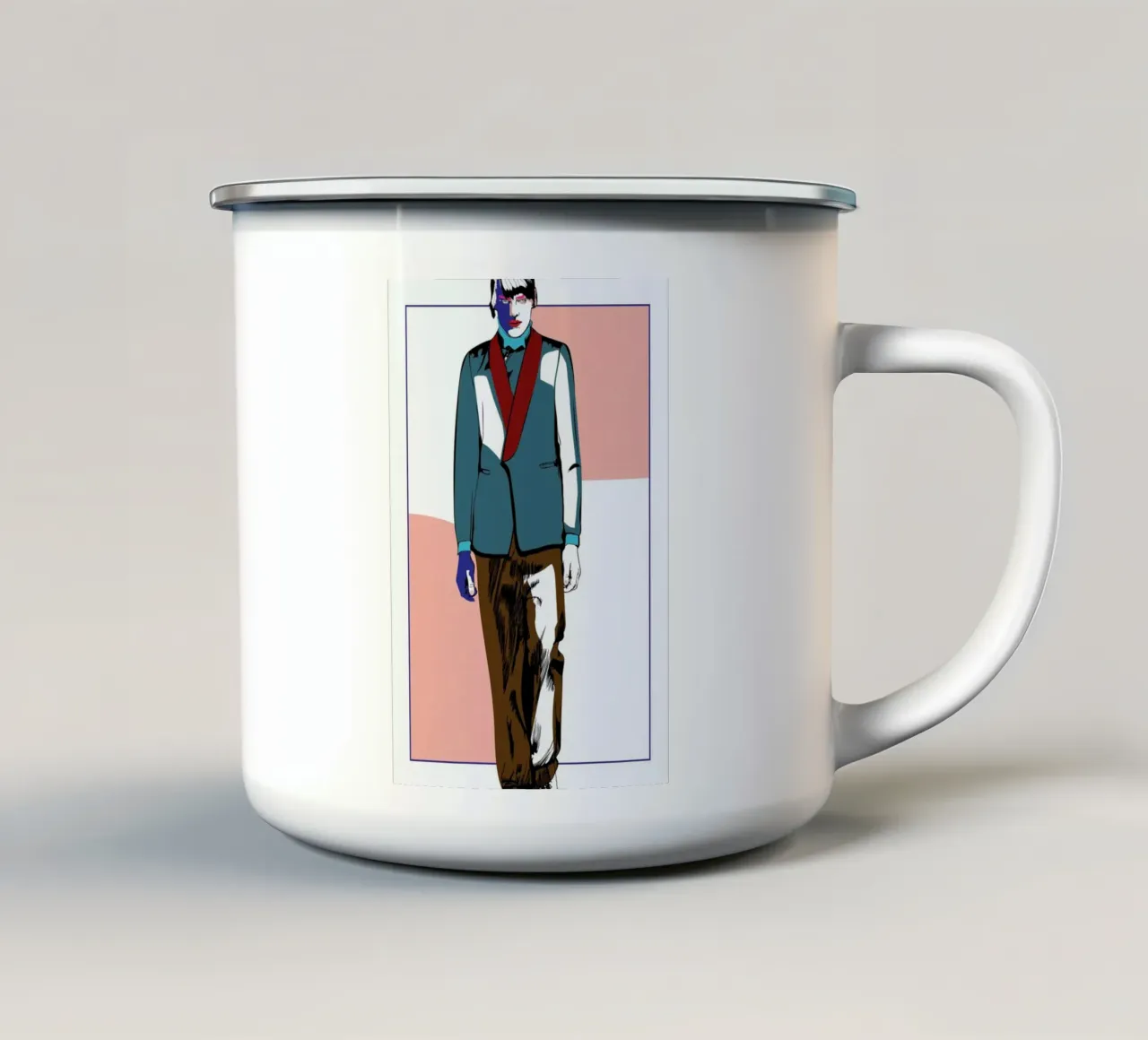 Man 3 Emaille Tasse von Marcell Naubert