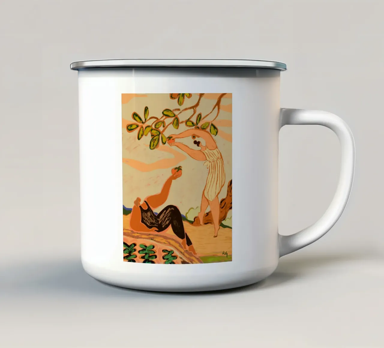 Coppia di cachi tazza in smalto da Arty Guava