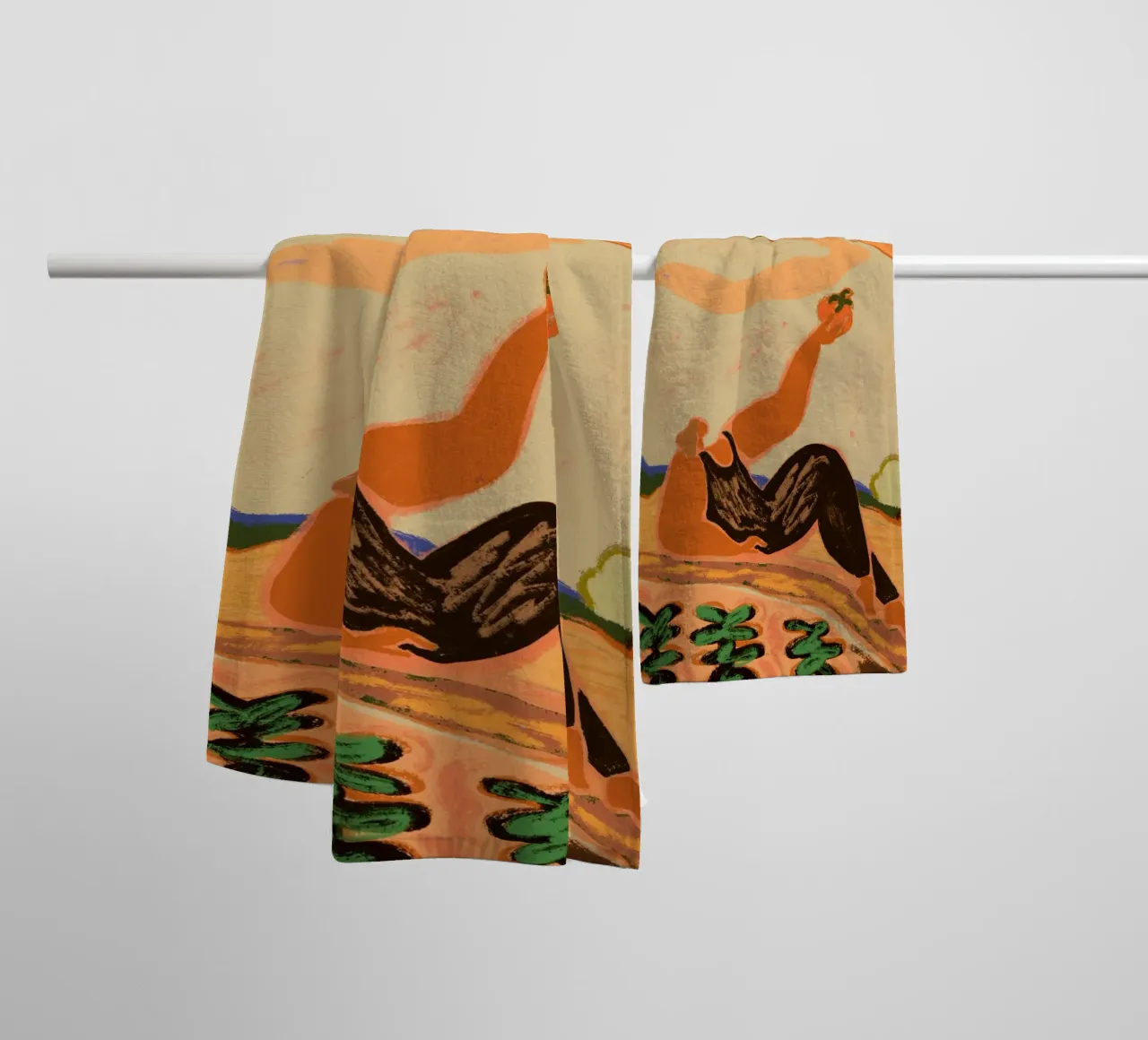Coppia di cachi asciugamano da bagno da Arty Guava