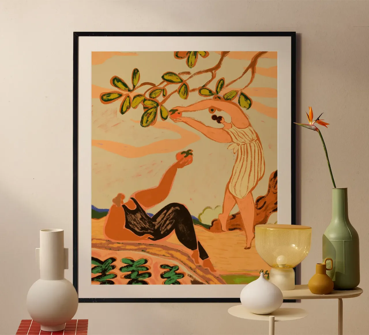 Coppia di cachi poster con telaio in legno da Arty Guava