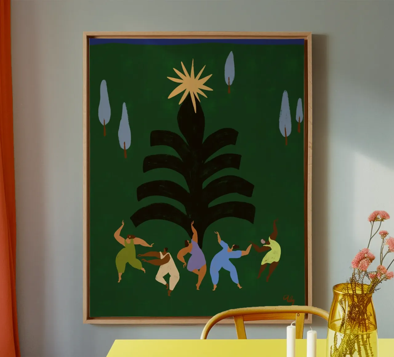 Kerstfeest canvas met Baklijst van Arty Guava