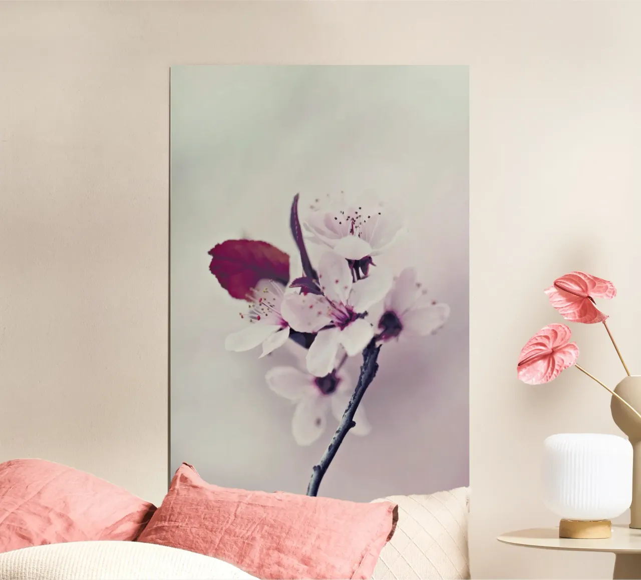 Hanami Fiore di ciliegio poster con telaio in legno da Monika Strigel